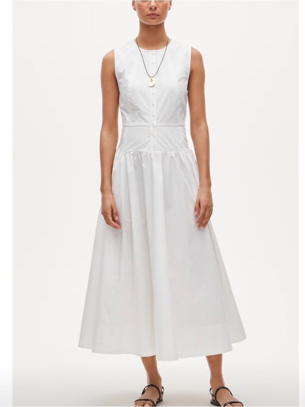 NWT J.Crew Button-Front Cotton Poplin Midi Dress Size 14 T Tall White Sleeveless